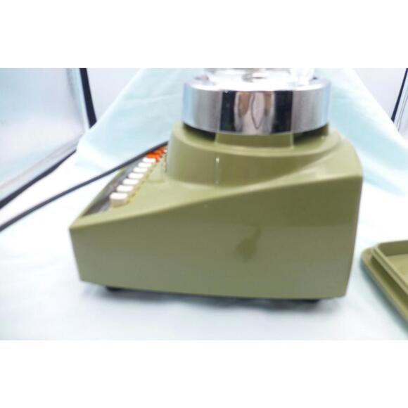 Vintage Osterizer Imperial Blender 10-Speed Olive Green Glass Jar Retro Kitchen - Picture 9 of 15